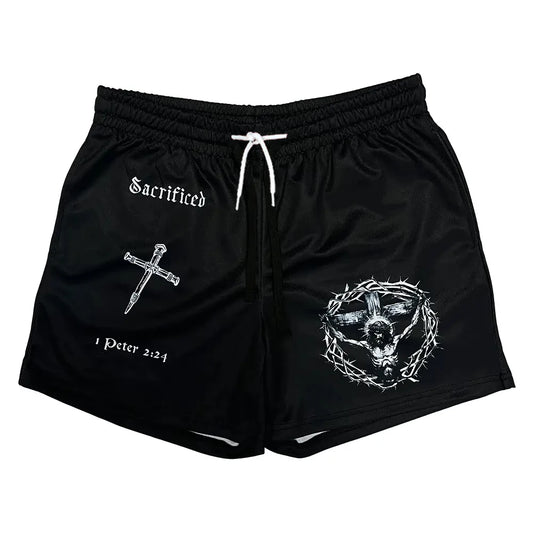 Vintage Sacrificed Jesus Casual Mens Sweatshorts